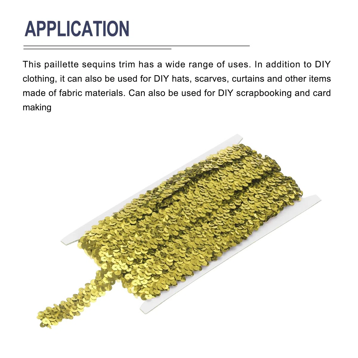 QUARKZMAN 5 Yardas 0.8 Pulgadas Elástico Con Purpurina 2 Hileras Tira Plana De Purpurina Cinta De Tela Lentejuelas Para Manualidades DIY Flecos Costura Vestido De Disfraz, Tono Dorado
