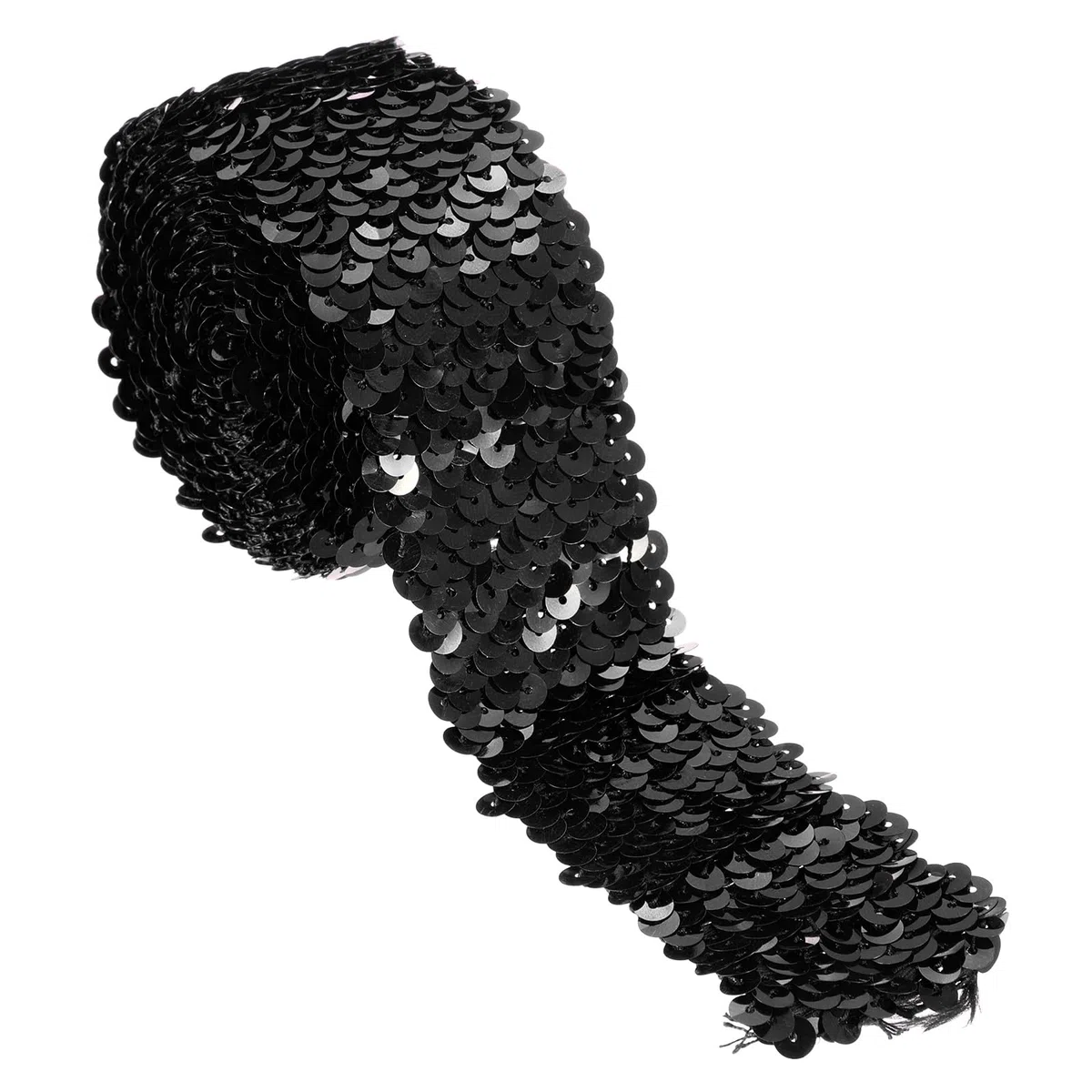 QUARKZMAN 2.2 Yardas 2 Pulgadas Tira Elástica De Lentejuelas 5 Hileras Tira Plana De Lentejuelas Cinta De Tela De Lentejuelas Para Manualidades DIY Costura Con Flecos De Lentejuelas Negro