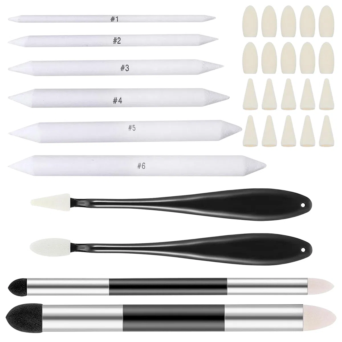 10 Piezas Difuminadores para Dibujo Difuminos y Tocones de Mezcla Doble Cabeza Bolígrafo de Esponja Esponjas para Difuminar Difumino para Artista Dibujo de Bricolaje