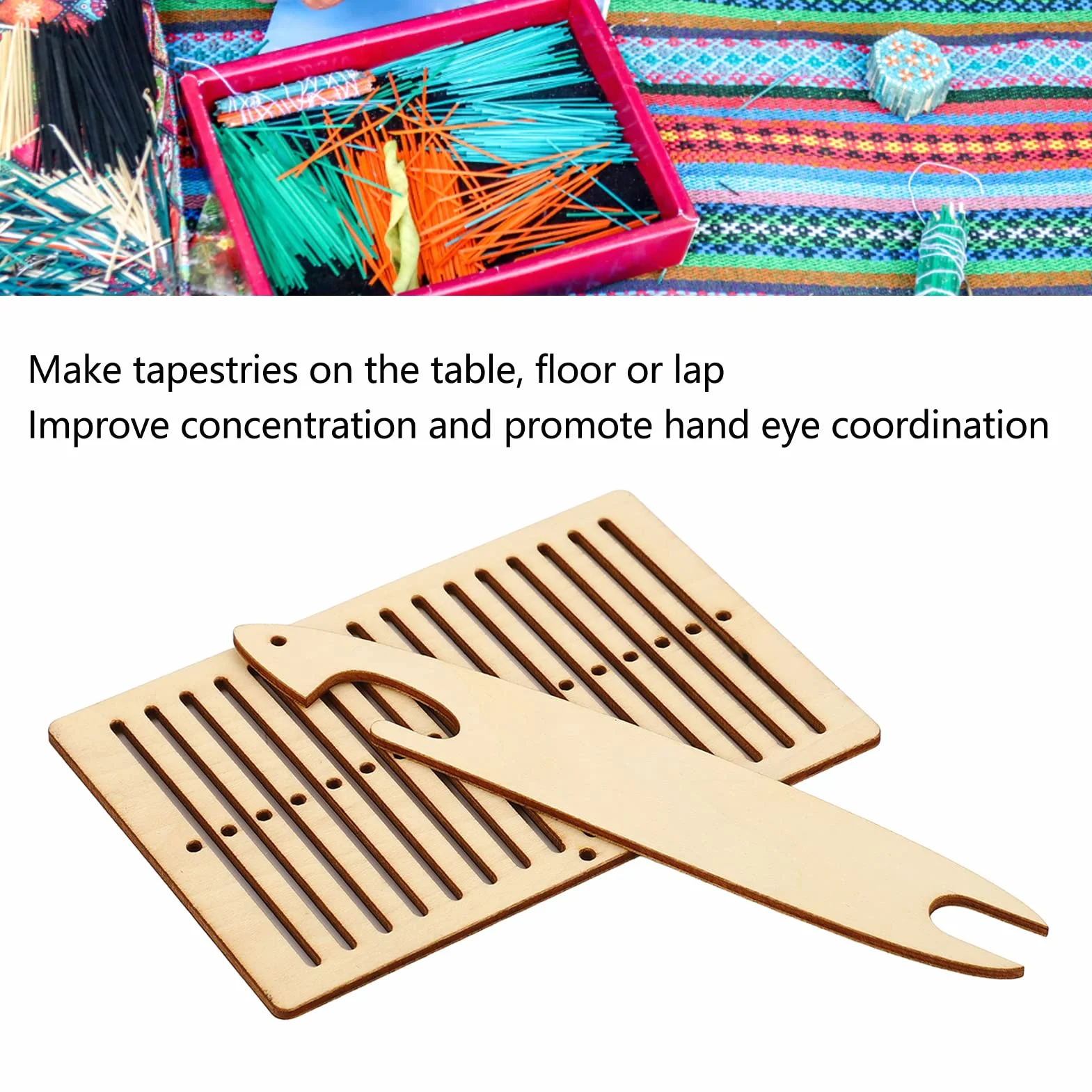 Kit de Telar de Madera para Cinturón, 2 Piezas, Herramientas de Lanzadera de Tejido Manual, Telar Pequeño para Principiantes, DIY