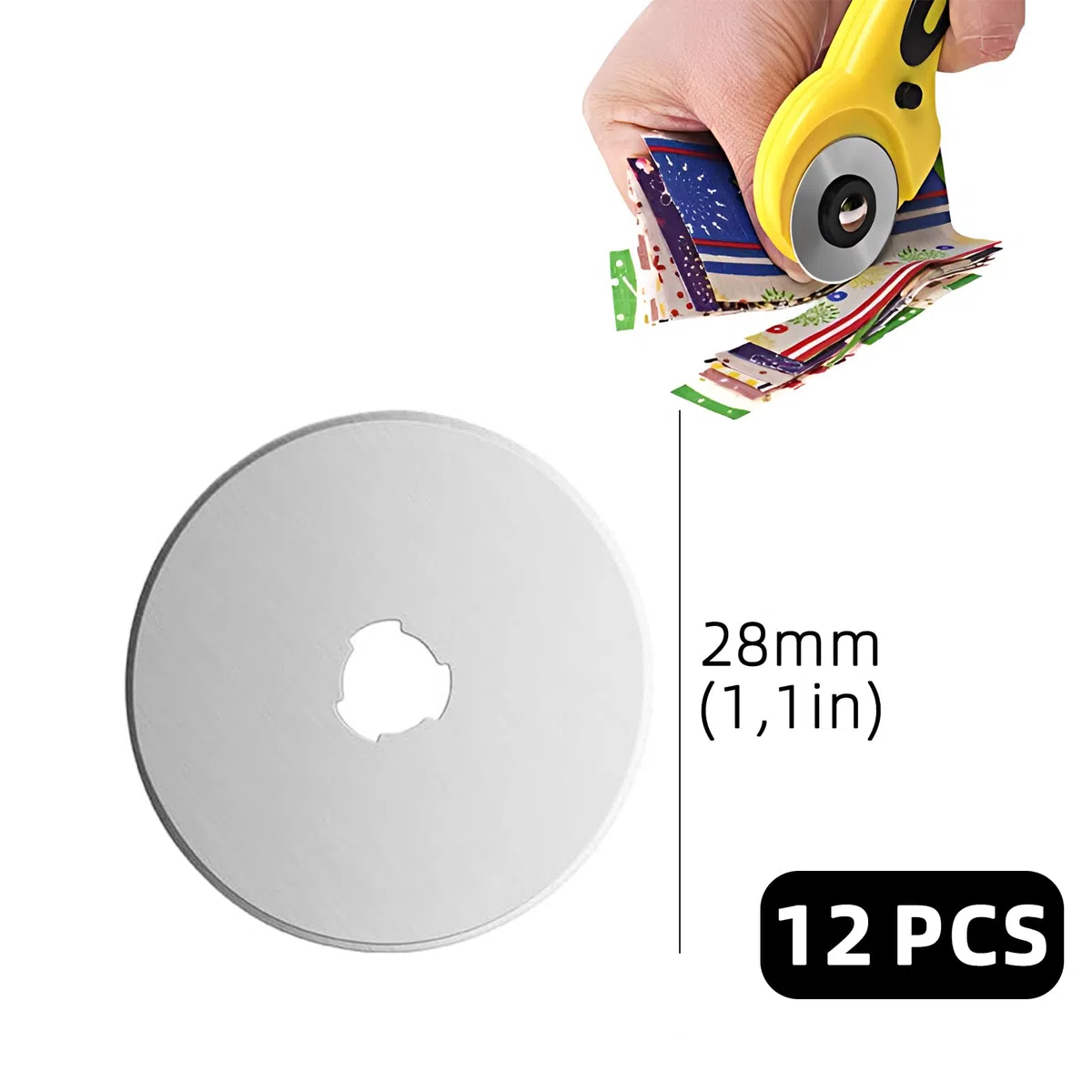 12 Piezas Circular Rotativa Cuchilla, 28mm Cuchillas de Repuesto de Corte Rotativo, para Acolchar, Papel, Tela, álbumes de Recortes, Costura, Corte de Tela