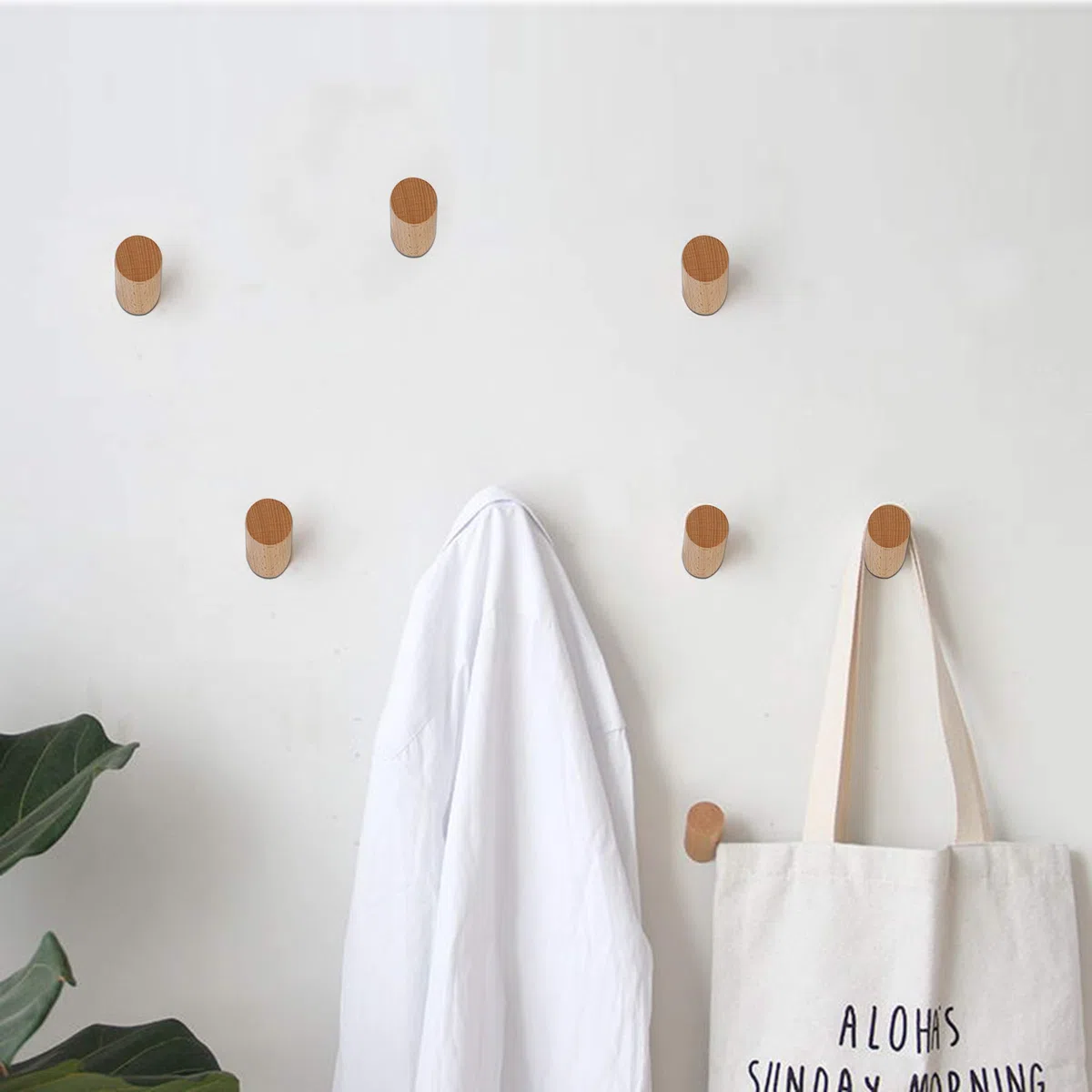 Percha Pared Madera Ganchos Multiuso para Colgar Gorros Abrigos Bufandas Chaquetas Ropa En Dormitorio Sala De Estar 6 Piezas