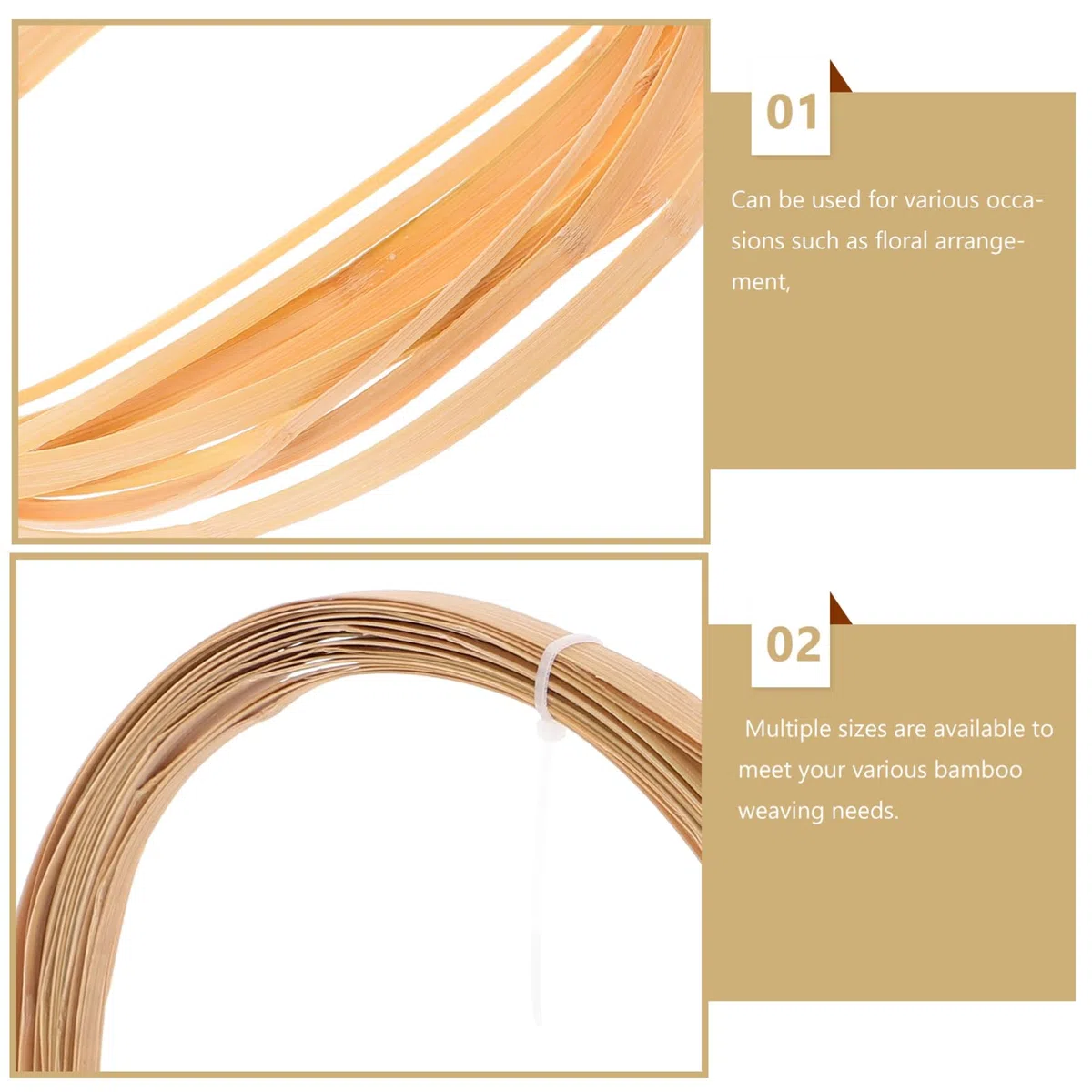 Tofficu 4 Rollos de Tiras de Bambú Natural para Mimbre, Material de Cesta Resistente y Flexible, Adecuado para Decoración de Bodas y Arreglos Artesanales