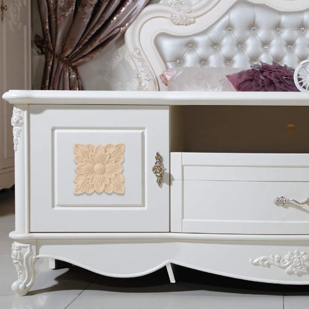 4 piezas de apliques de madera y onlays para muebles, decoración de muebles de 3.9 pulgadas