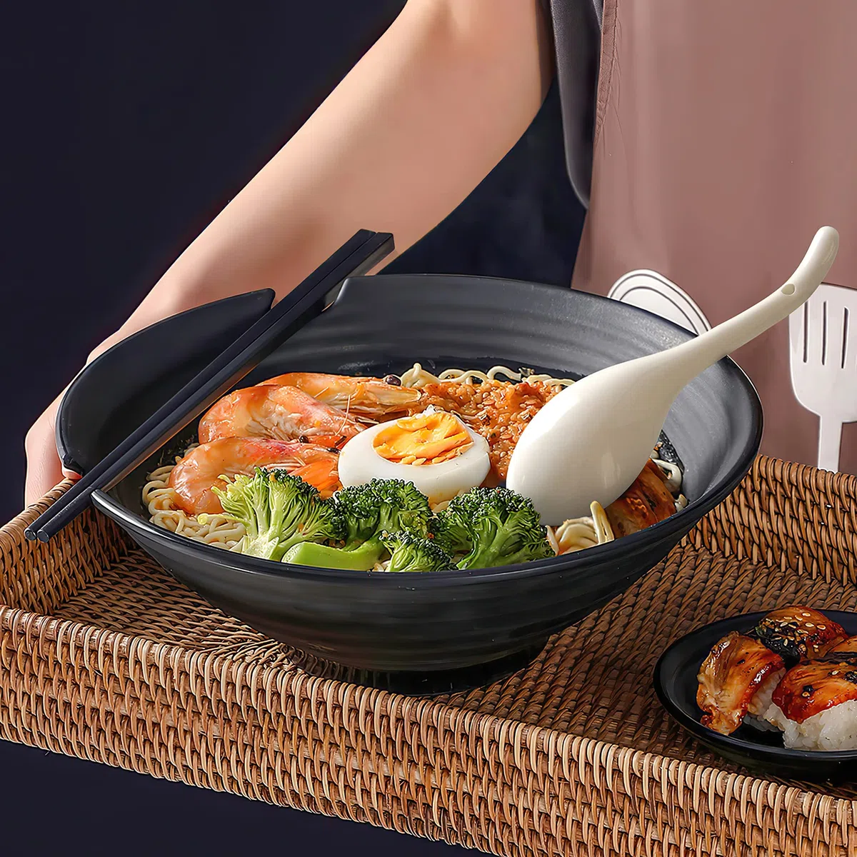AOOSY cucharas de sopa, 6.75 pulgadas de cerámica cucharas de sopa china, cucharas de sopa asiática, blanco brillante cuchara japonesa grande para Ramen Pho Cereal, Juego de 6 (Blanco)