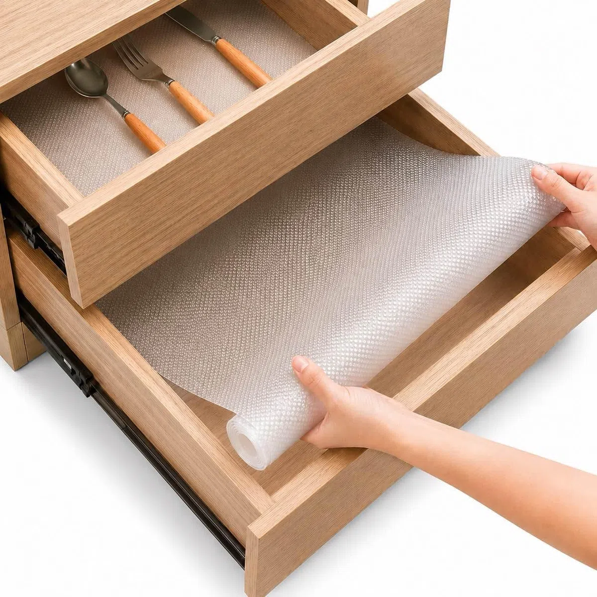 1 rollo de forro de cajón de EVA antideslizante, 300 cm x 45 cm, malla transparente con textura