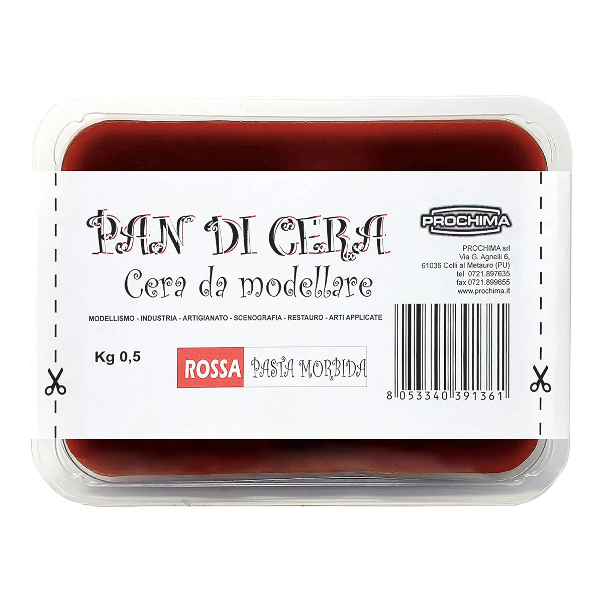prochima cm888g500 Pan de cera, roja, Pasta Suave, 500 gr