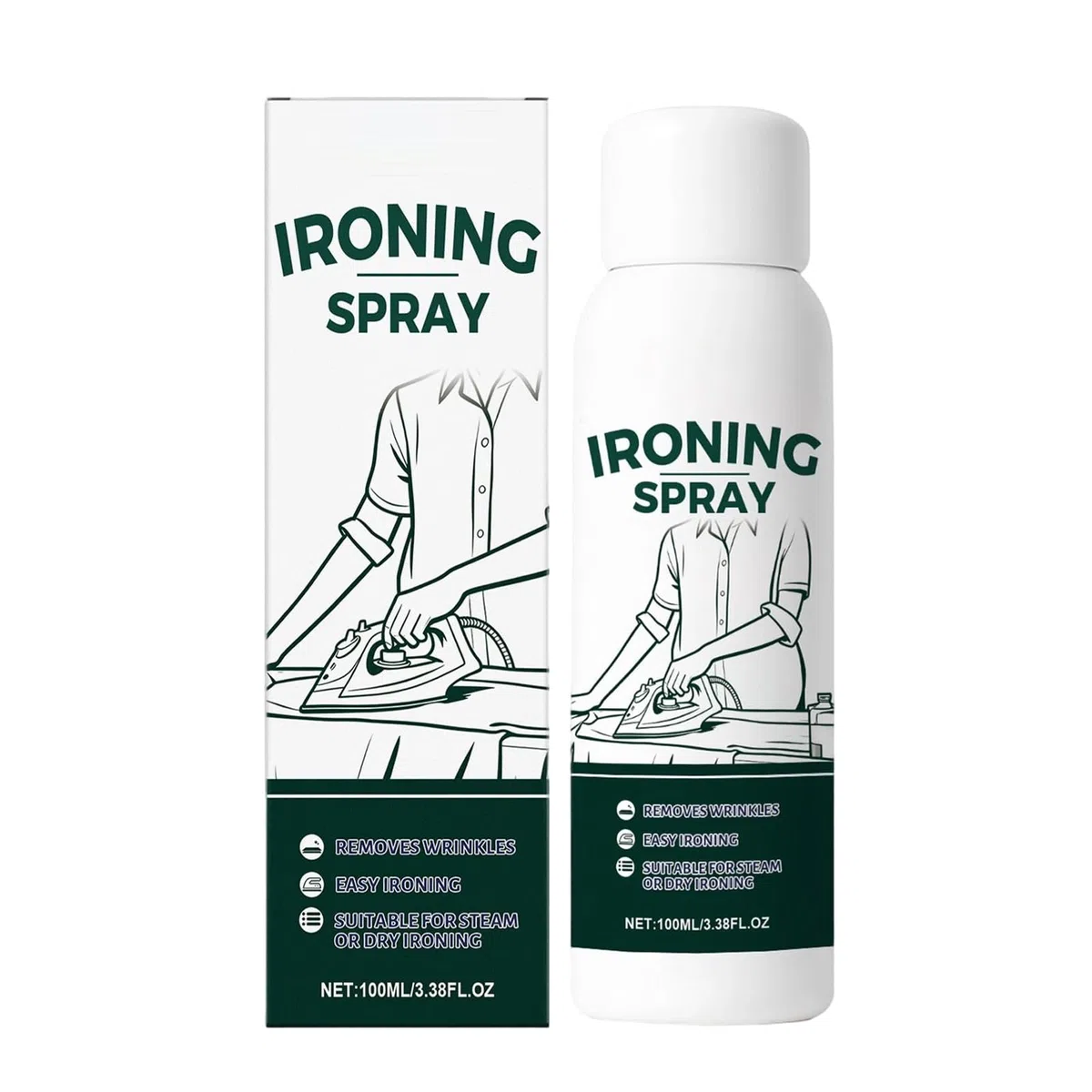 Spray de Almidón Líquido para Planchar, 100ml Bruma Polivalente Anti-Estática Sin Desprendimiento - Spray para Planchar Textiles - Para Lino, Poliéster, Lana, Seda, Hogar, Viajes, Profesionales