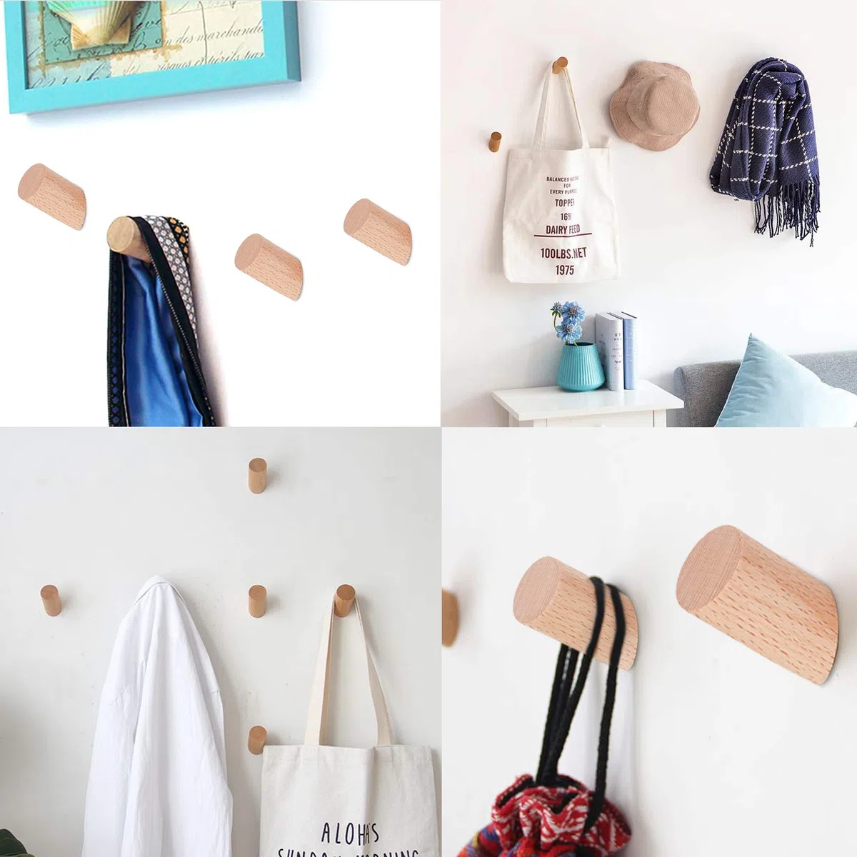Percha Pared Madera Ganchos Multiuso para Colgar Gorros Abrigos Bufandas Chaquetas Ropa En Dormitorio Sala De Estar 6 Piezas