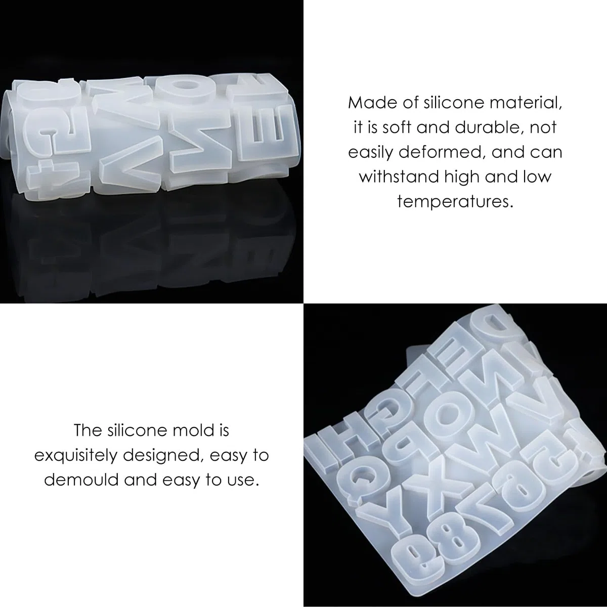 1 molde de silicona de resina epoxi, 20 llaveros, molde alfanumérico de silicona, molde de yeso, molde para manualidades