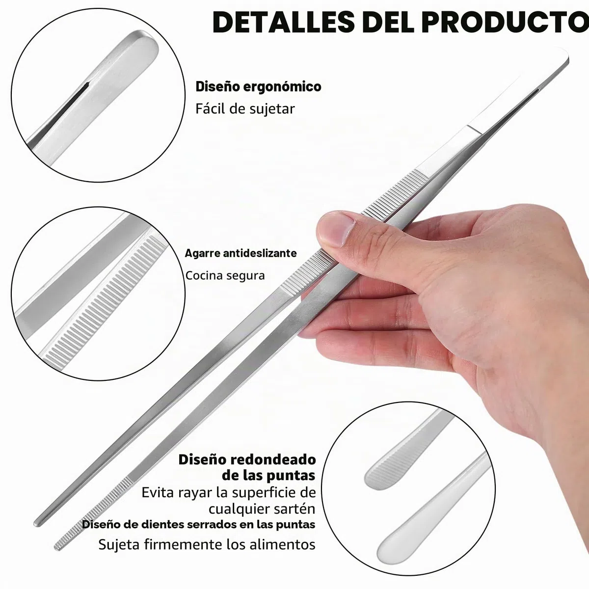 2 Pcs Pinzas Cocina, 30,5cm Pinzas de Cocina de Acero Inoxidable, Pinzas para Asar de Precisión, Pinzas para Cocinar, Pinzas Chef Profesional para Horneado Barbacoa Cocinar Carne