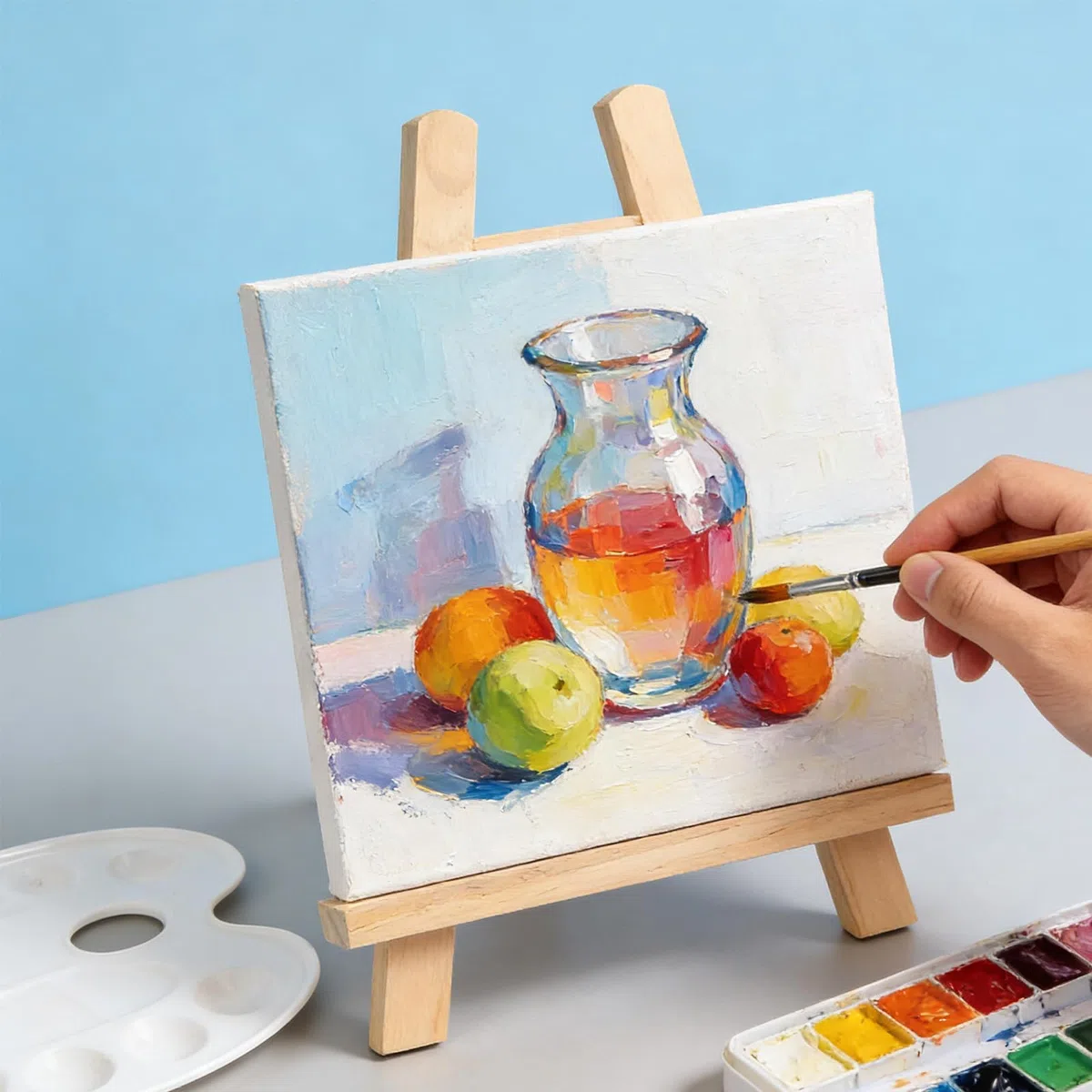 2 Piezas Caballete Madera Mini, Caballete de Madera Pequeño, Caballeto Mesa de Pintura, Kit Pintura Niños caballete madera, Soporte Lienzos Cuadros para Visualización Pintar Dibujar Foto (S)