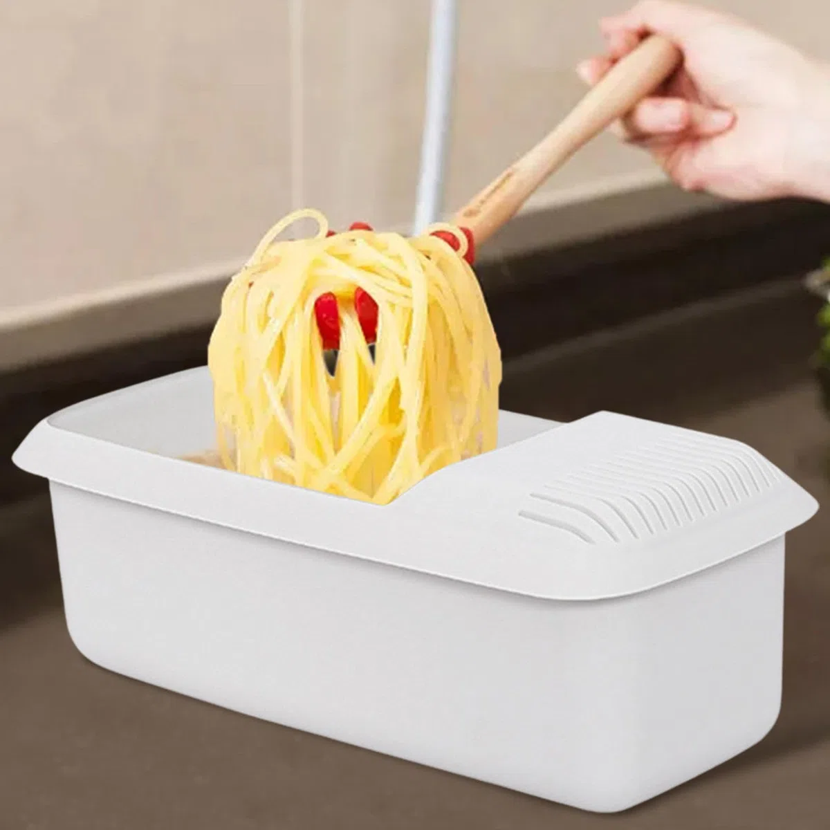 Cocedor De Pasta Para Microondas Con Colador, Olla De Espagueti Para Microondas, Olla De Pasta Para Microondas, Olla De Fideos Con Colador, Ocedor De Pasta Resistente Al Calor Para Microondas