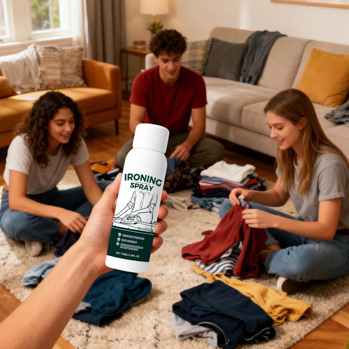 Spray de Almidón Líquido para Planchar, 100ml Bruma Polivalente Anti-Estática Sin Desprendimiento - Spray para Planchar Textiles - Para Lino, Poliéster, Lana, Seda, Hogar, Viajes, Profesionales