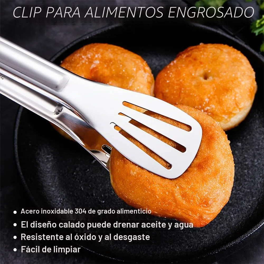 3 Piezas Pinzas de Cocina Multifuncional de Acero Inoxidable, 7 Pulgadas Metalicas Pinzas de Barbacoa, Pinzas para Ensalada Carne, Pinzas de Alimentos de Servir para Cocinar, Asar, Buffet, Bistec, Pan