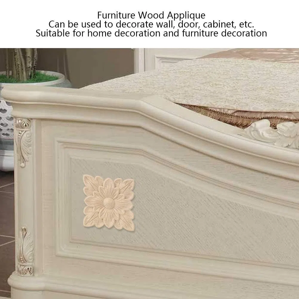 4 piezas de apliques de madera y onlays para muebles, decoración de muebles de 3.9 pulgadas