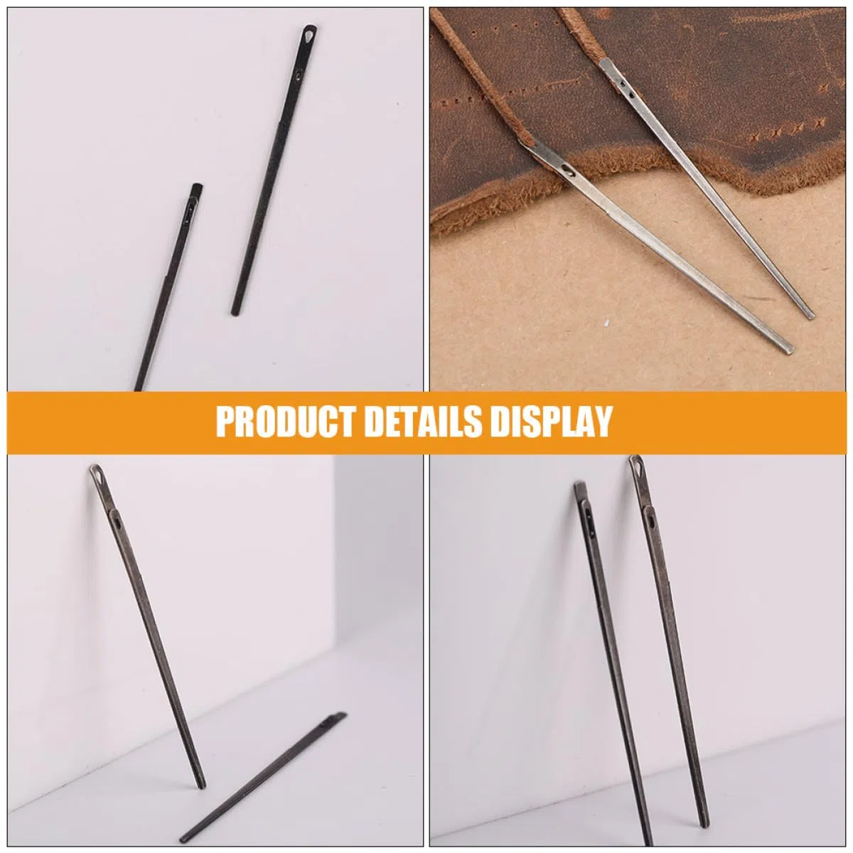 CALLARON Agujas para Coser Cuero de Acero 2 Piezas, Diseño Práctico para Manualidades y Tejido de Cuero, Herramientas Convenientes para Costura Artesanal