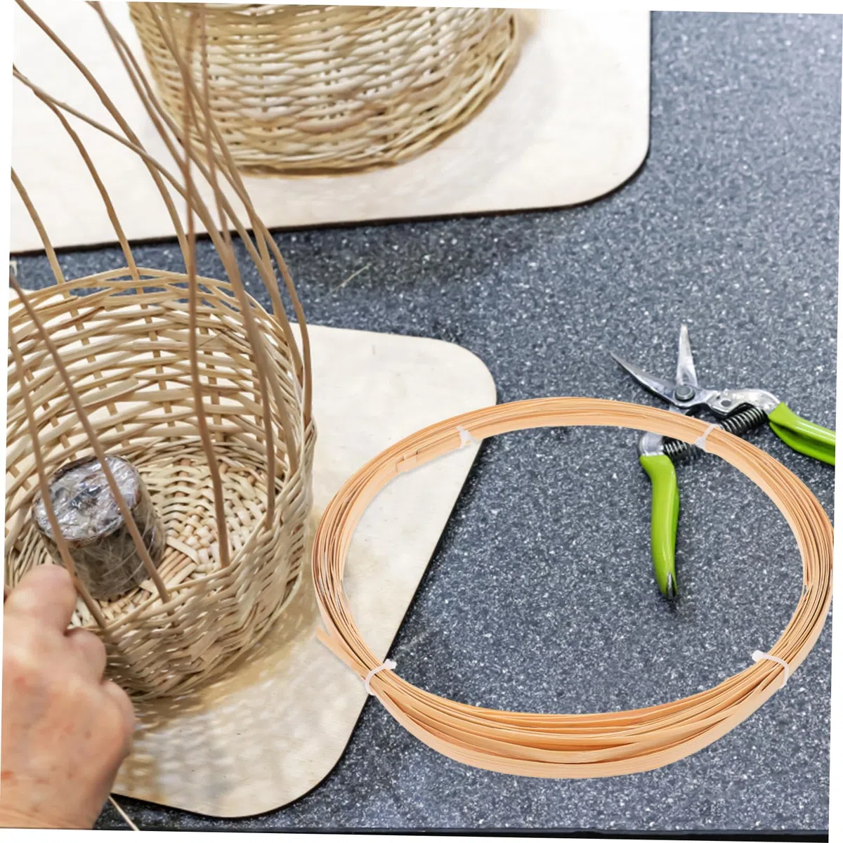 KONTONTY Vinilo Ratán Natural en 4 Rollos de Madera Beige, Flexible y Resistente para Decoracion Bodas y Proyectos DIY Estilo Rústico y Estética Natural
