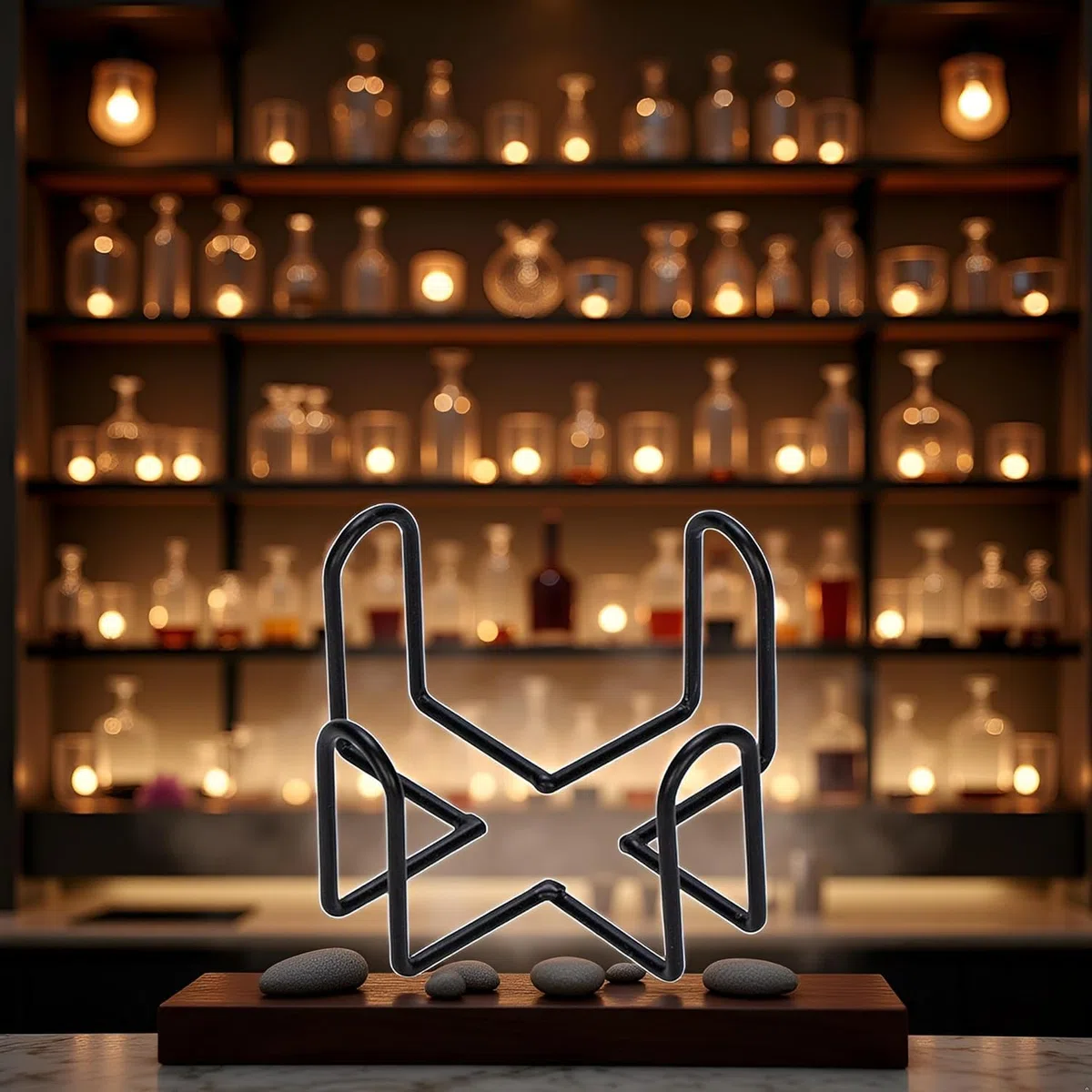 Posavasos de hierro negro, estante de almacenamiento de metal para posavasos redondos y cuadrados, bar comedor y herramientas de bar de entretenimiento (4.40 x 4.40 x 2.5 pulgadas)