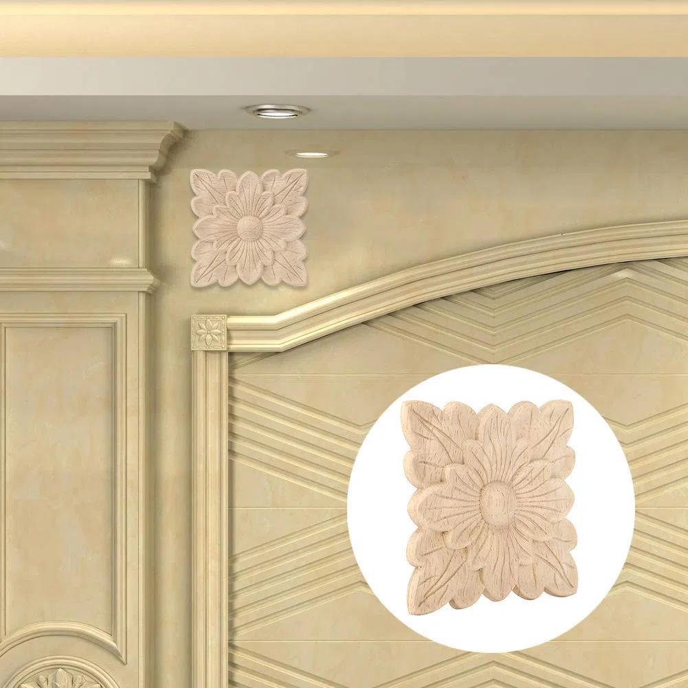 4 piezas de apliques de madera y onlays para muebles, decoración de muebles de 3.9 pulgadas