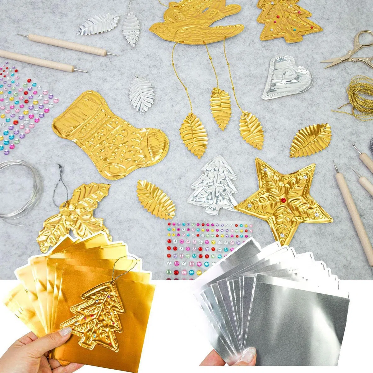 20 hojas de papel de aluminio dorado para manualidades | Láminas de estaño para manualidades en oro plateado,fáciles de cortar y dar forma, de 15x15cm y 0,07mm de grosor,Para , álbumes recortes