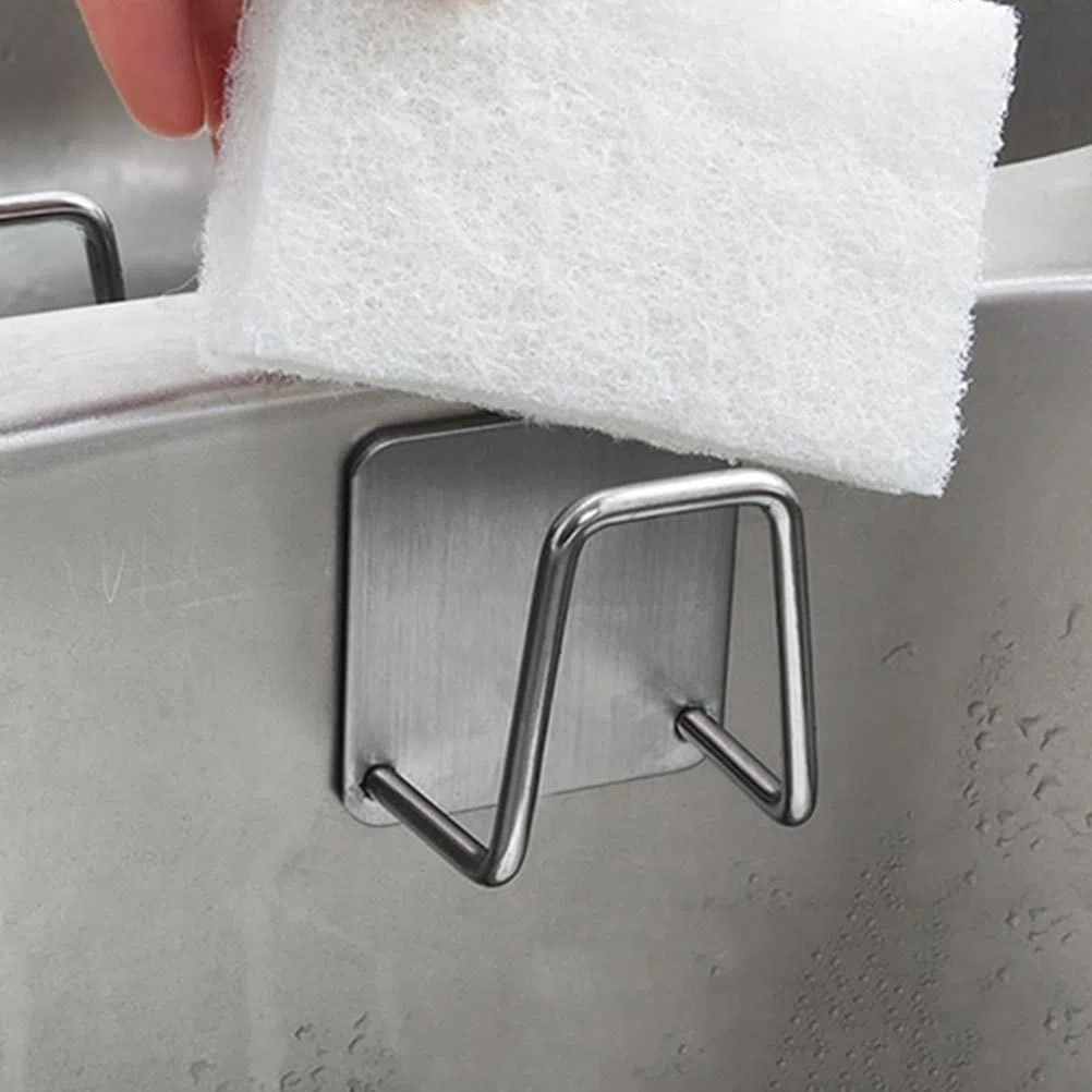 VALICLUD Soportes De Esponja De Acero Inoxidable 2 Piezas Adhesivos para Cocina Y Baño Estantes Compactos De Drenaje para Fregadero Organizador Multifuncional
