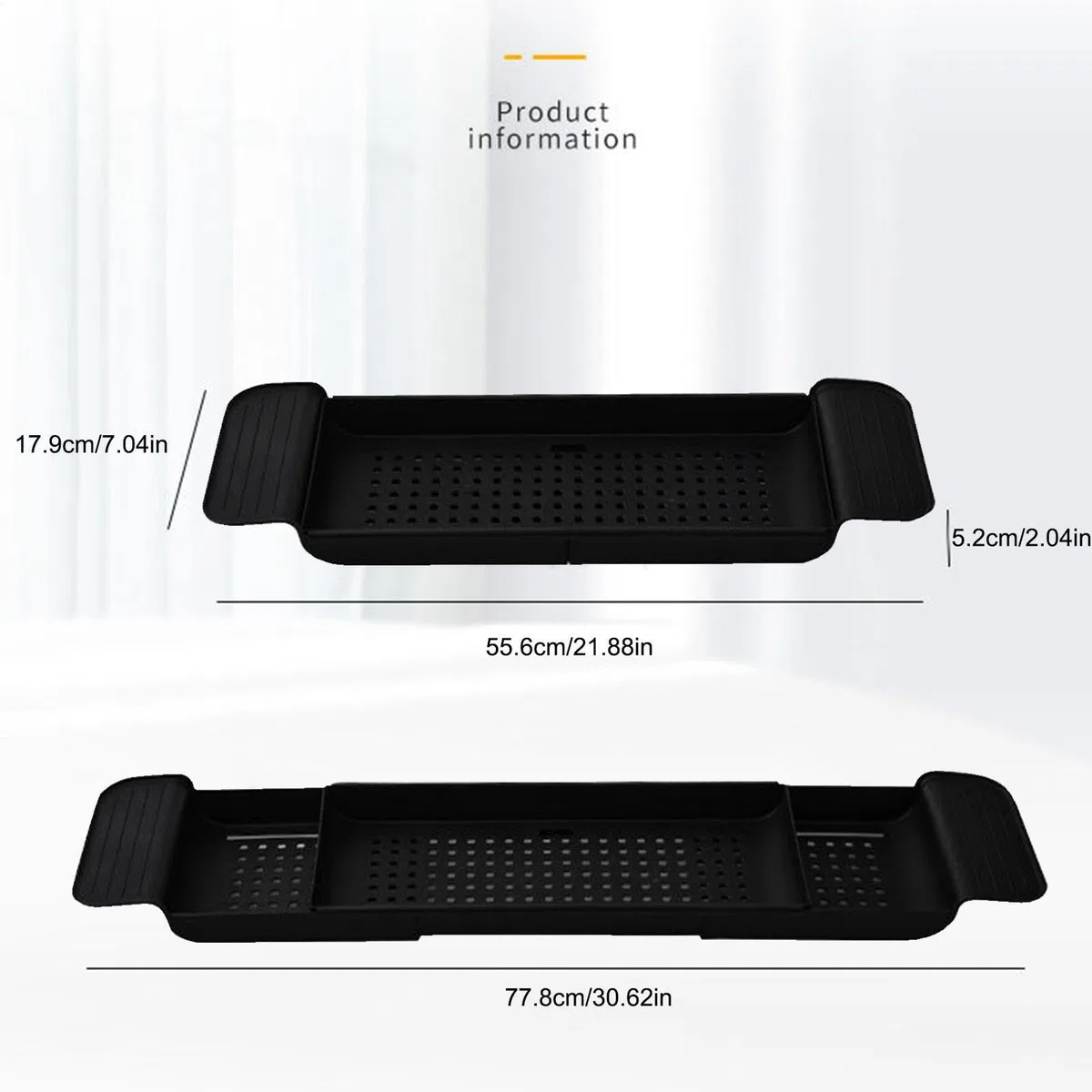 Bandeja de baño, bandejas de baño para Todo el baño, Organizador de bañera Ajustable, Bandeja de Almacenamiento sobre la bañera, Bandeja de bañera, Organizador de baño/Negro para Vino, Taza,