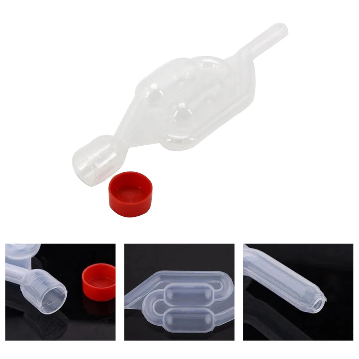Juego de 4 tubos de fermentación, tubo de fermentación para invitados, recipiente para fermentación con tapón, tubo de fermentación Airlock, 4 boquillas negras para globo de vino, fermentación pura de