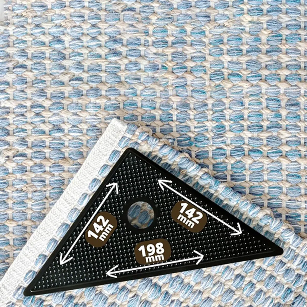 Paquete de 4 almohadillas antideslizantes para fijar alfombras, alfombra triangular de gel de poliuretano para laminado de madera dura para suelos de baldosas, tapones reutilizables lavables para sala