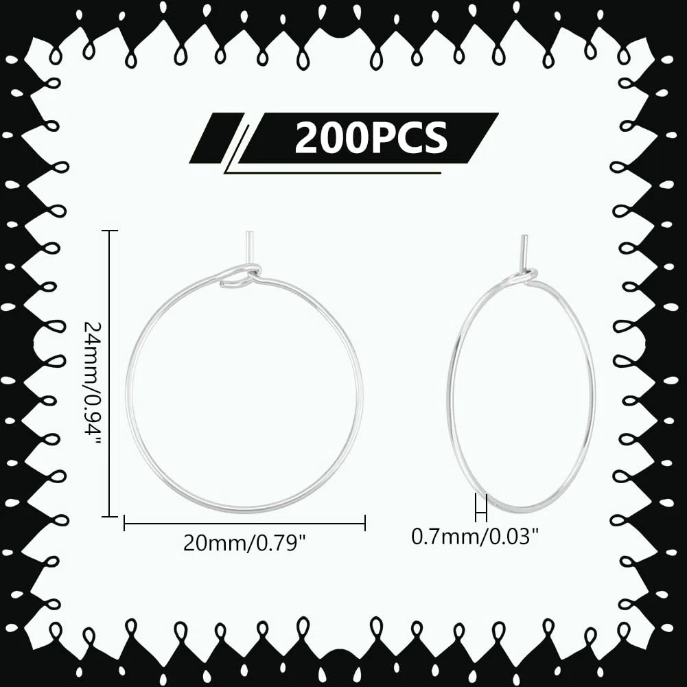 UNICRAFTALE 200pcs 20mm Tonos Plateados Copa de Vino Encantos Anillos 304 Pendientes de Aro de Acero Inoxidable Hallazgos Pendientes de Abalorios para Mujer Fabricación de Pendientes de Aro