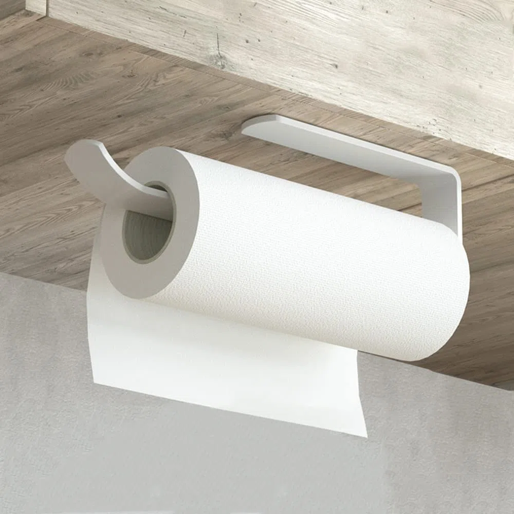 Portarrollos Adhesivo de Papel para Cocina, Soporte de Pared, Sin Perforación, Aluminio (A-30cm(White))