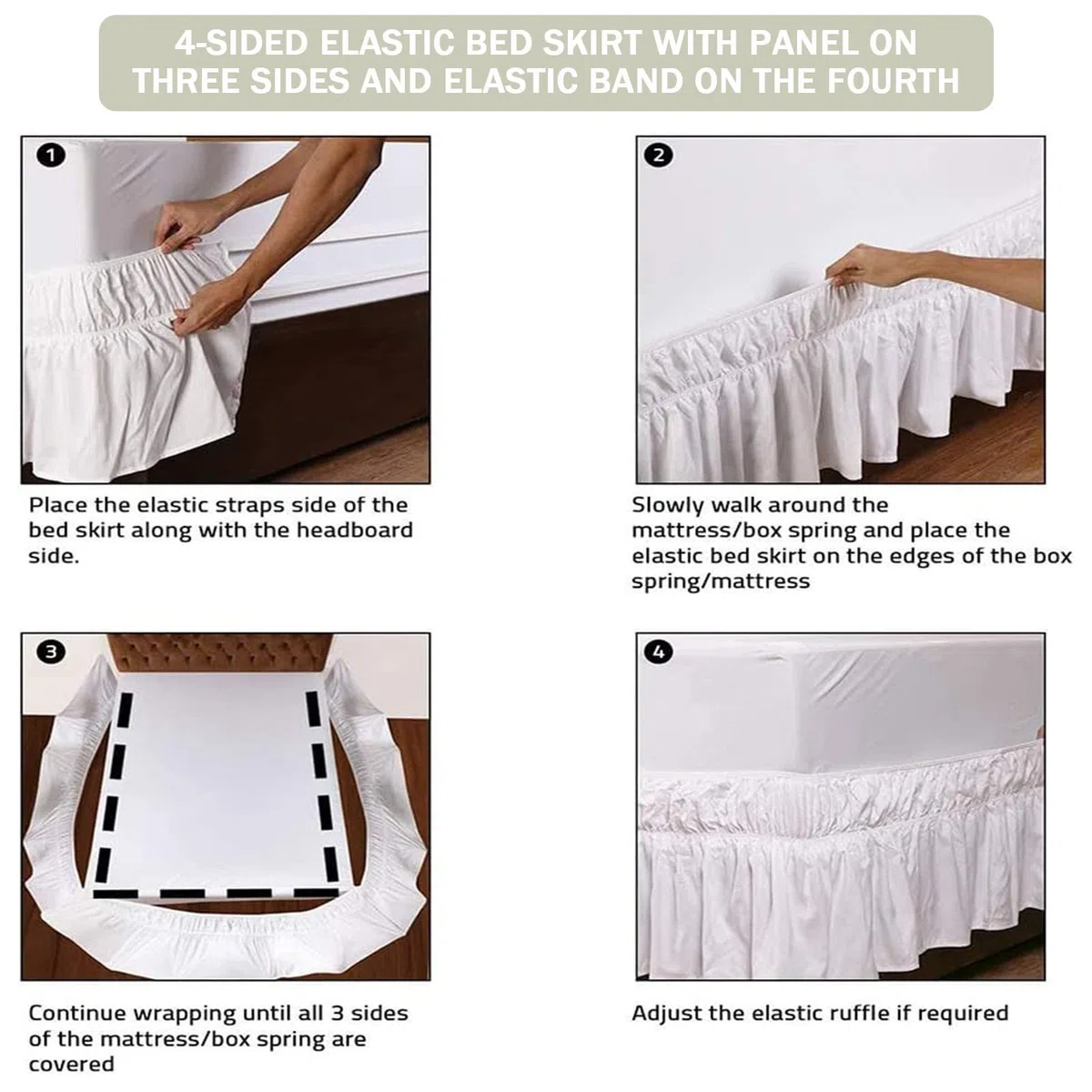 Surwin Falda de Cama con Volantes Elástico Embroider Cubre Canapés Falda de Cama de Caída Prueba De Polvo Plisado Suave Microfibra Decoración de Dormitorio Hotel (Marrón,150x200x45cm)
