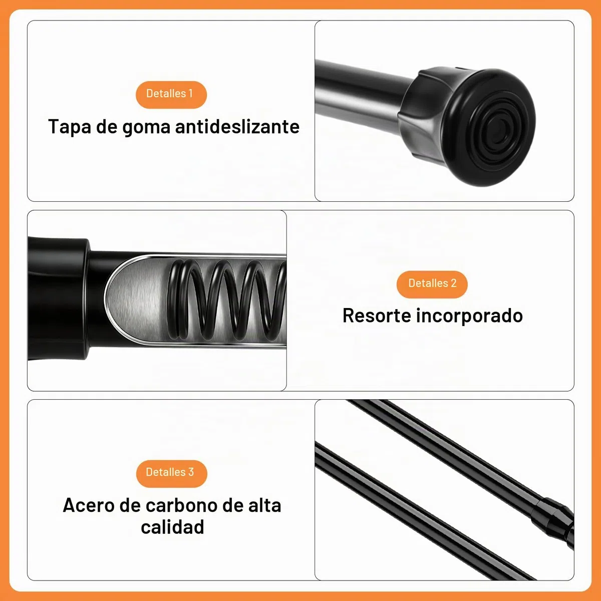 2 Piezas Barra de Tensión Telescópica 40-70 cm, Barra Cortinas Extensible, Barras Extensibles para Cortinas, Barras de Cortina de Tensión Pequeñas, para Cocina Baño Armario y Ventana (Negro)