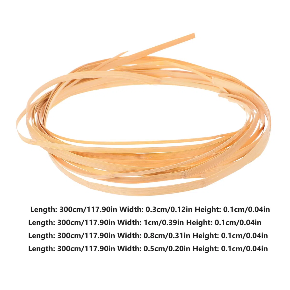 Tofficu 4 Rollos de Tiras de Bambú Natural para Mimbre, Material de Cesta Resistente y Flexible, Adecuado para Decoración de Bodas y Arreglos Artesanales