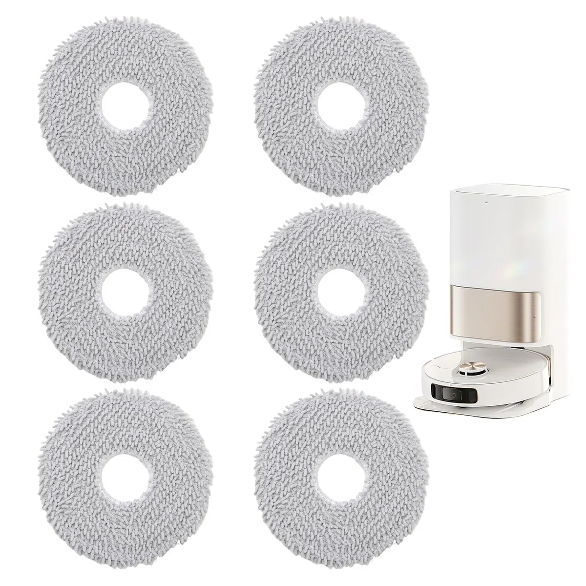 6 Paños de Repuesto Mopa Paño para Dreame L10s Pro Ultra Heat/L10s Ultra/L10s Ultra Gen 2/L20 Ultra/X40 Ultra Complete/Xiaomi X20 Plus/S20 Robot Almohadilla Trapeador Microfibra Reutilizable Limpieza