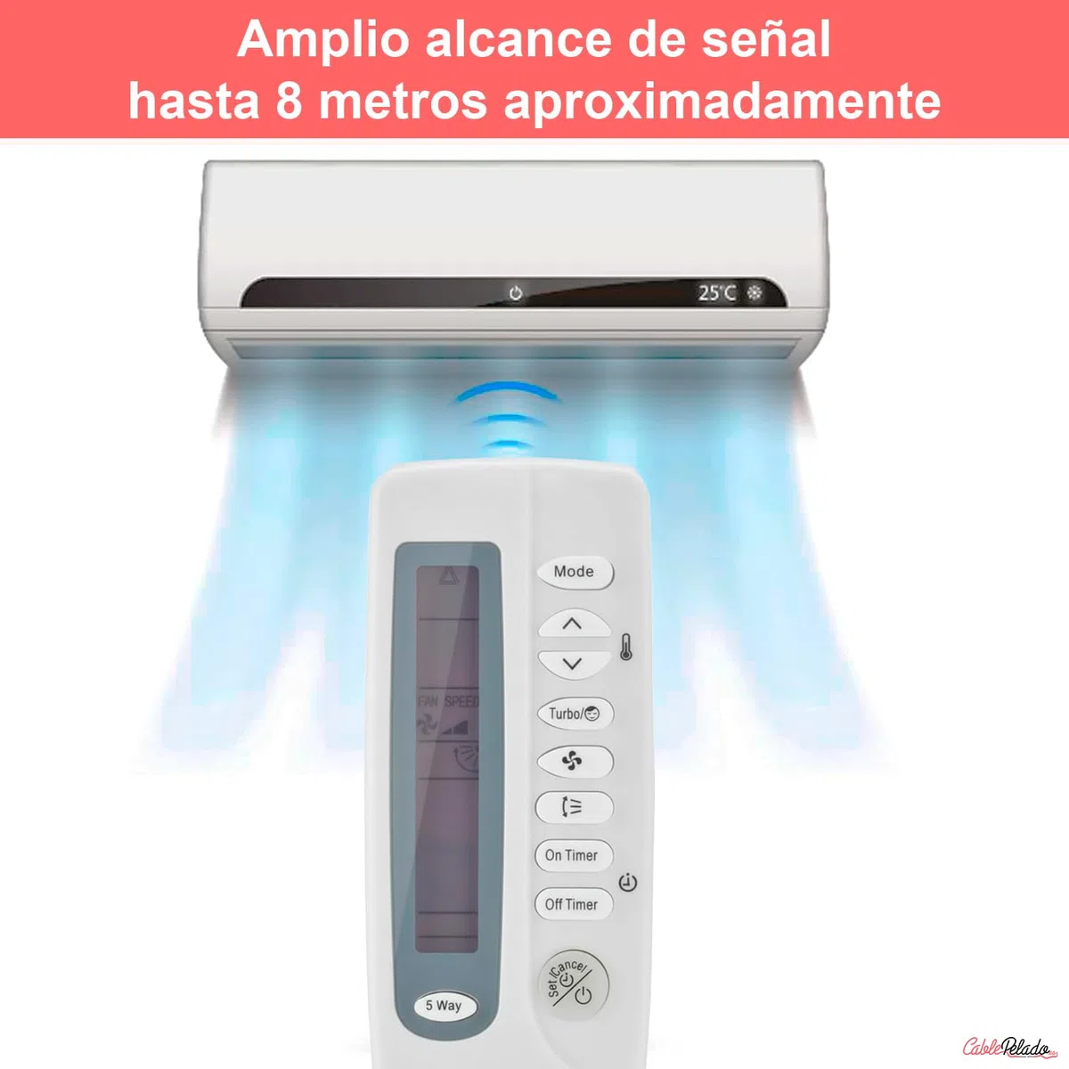 CABLEPELADO - Mando Universal Aire Acondicionado ARH-403 | Control Remoto Sustituto para Samsung y Más | Pantalla LCD y Reloj | Alcance 10m