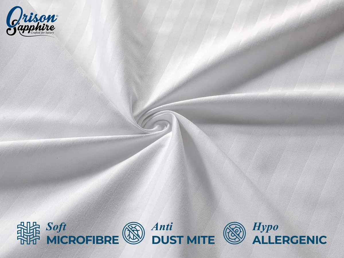 Juego de 4 protectores de almohada, 100% microfibra ultra suave raso rayas fundas de almohada, transpirable y con cremallera,Tamaño estándar del Reino Unido 48x74 cm