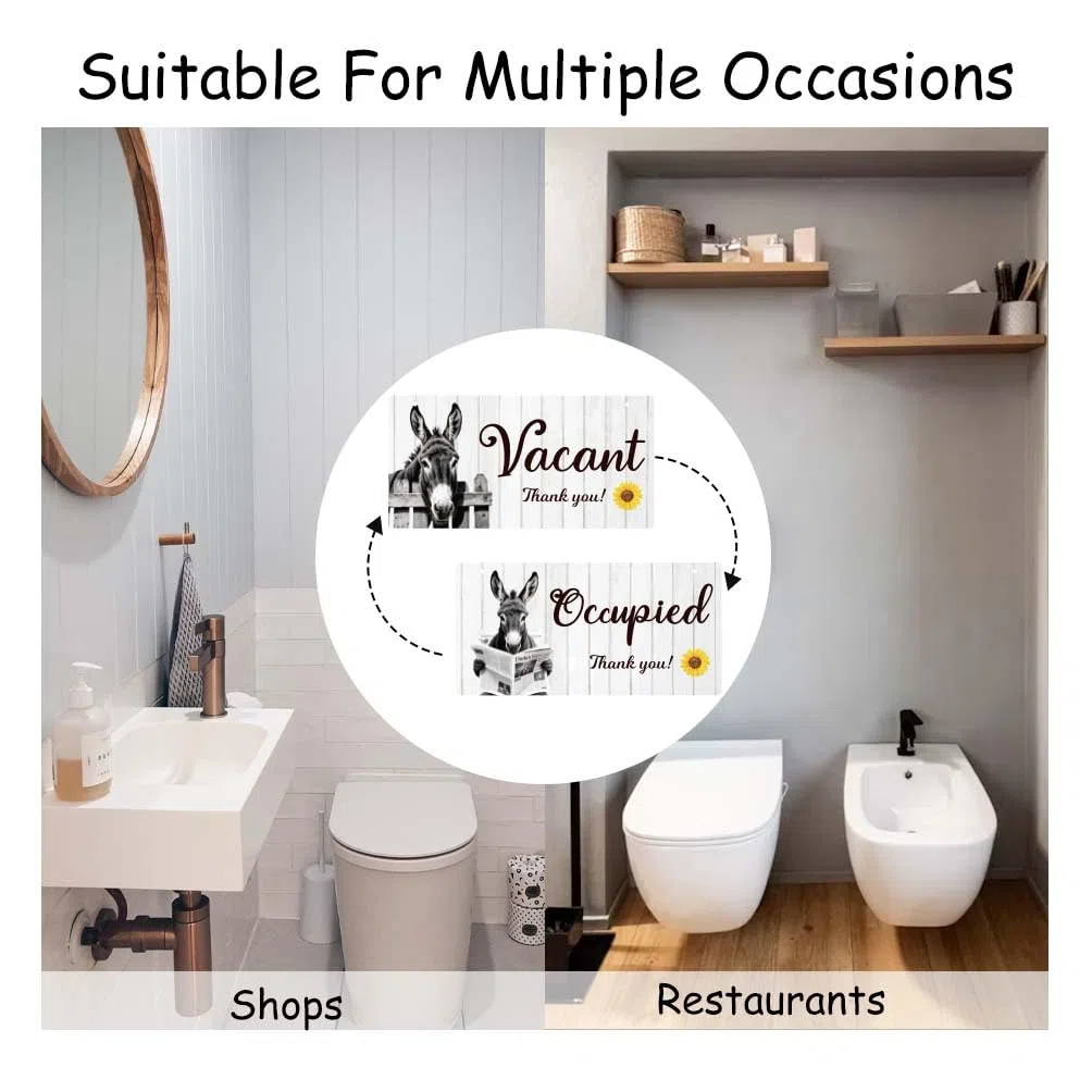 SUPERDANT Letreros decorativos de PVC para puerta, diseño de burro, para colgar en la pared, decoración de pared para inodoros, baños, baños, baños, 30 x 15 cm
