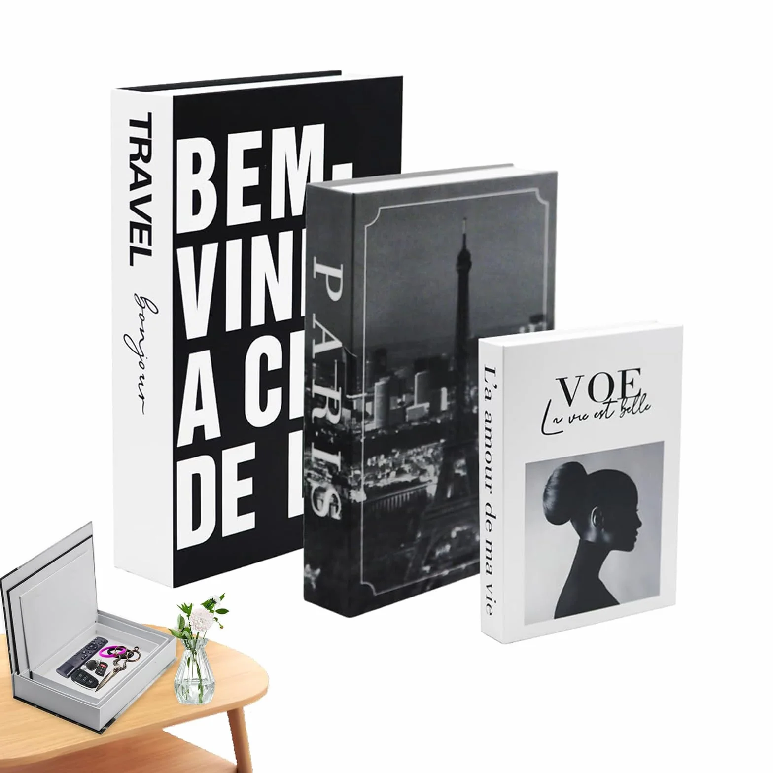 3 Piezas Libros Decorativos, Juego de Libros de Decoración Moderno, Caja Decorativa, Libro Falsos, Juego de Libro Decorativos, Apilados Falsos, para Mesa de Centro, Estanterías, Modelo B