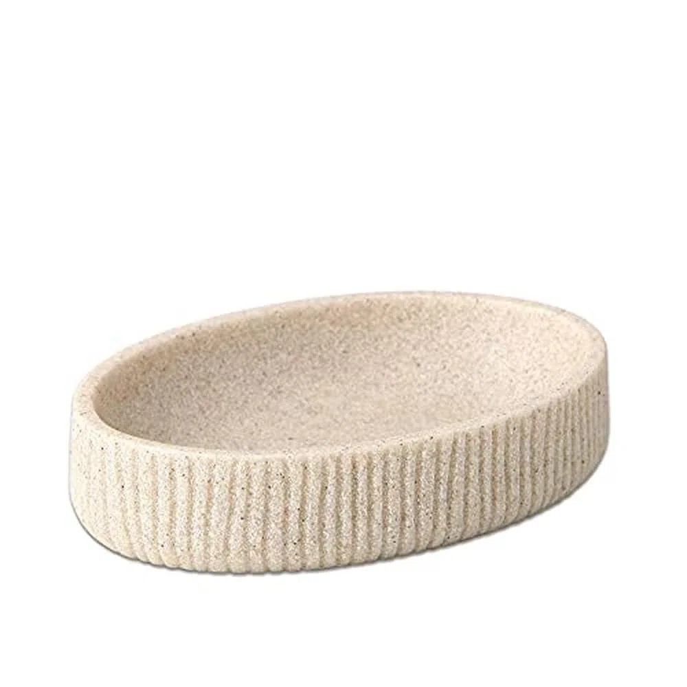 TATAY Jabonera Colección Sobremesa Saigón, de Poliresina, Beige, Medidas 12,9 x 8,9 x 2,7