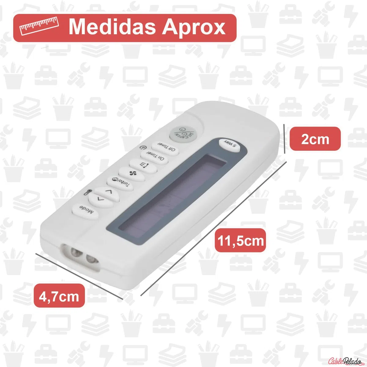 CABLEPELADO - Mando Universal Aire Acondicionado ARH-403 | Control Remoto Sustituto para Samsung y Más | Pantalla LCD y Reloj | Alcance 10m