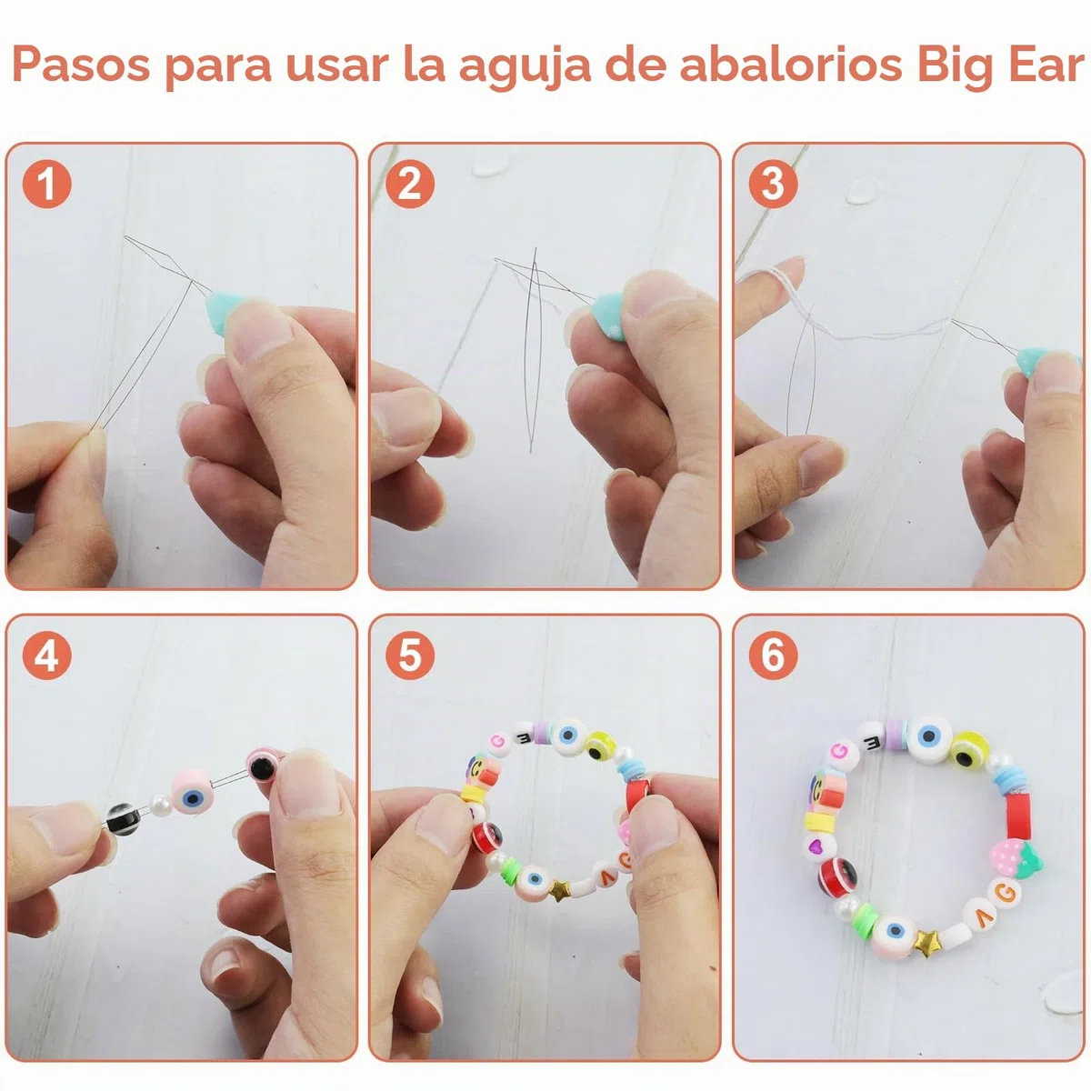 Lote de 44 agujas para perlas, agujas de ojo grande para enhebrar perlas, agujas largas rectas, para pulseras, joyería, artesanía y fabricación de joyas