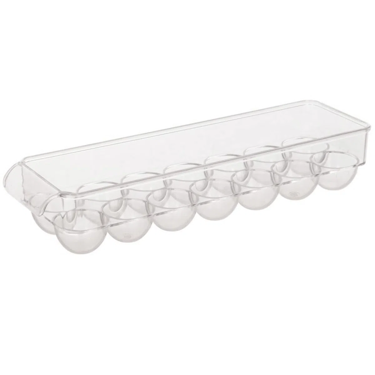 Tradineur - Huevera rectangular, plástico transparente, recipiente para 14 huevos, almacenamiento de cocina, fabricada en España, 11,5 x 37 x 8 cm