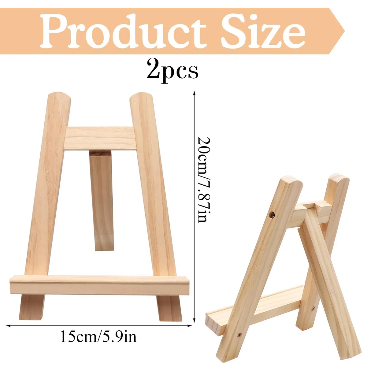 2 Piezas Caballete Madera Mini, Caballete de Madera Pequeño, Caballeto Mesa de Pintura, Kit Pintura Niños caballete madera, Soporte Lienzos Cuadros para Visualización Pintar Dibujar Foto (S)