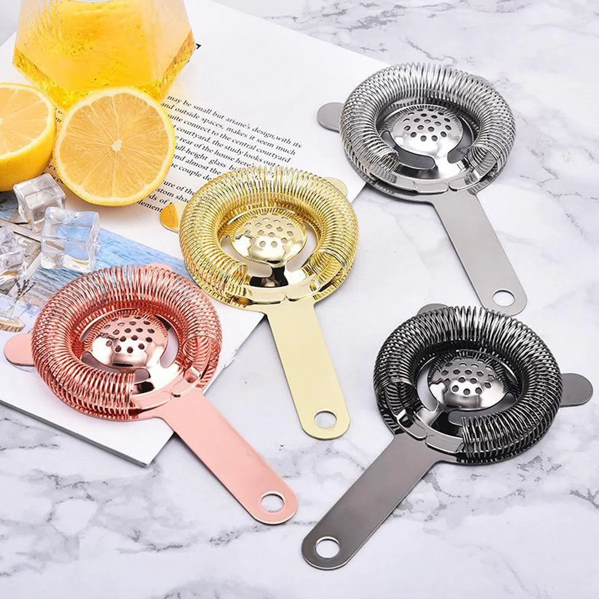 Coladores De Cócteles, Colador De Barra De Acero Inoxidable, Colador De Cócteles Para Camarero, Colador De Bebidas Para Camarero, Colador De Cócteles De Barra De Acero Inoxidable(Dorado)