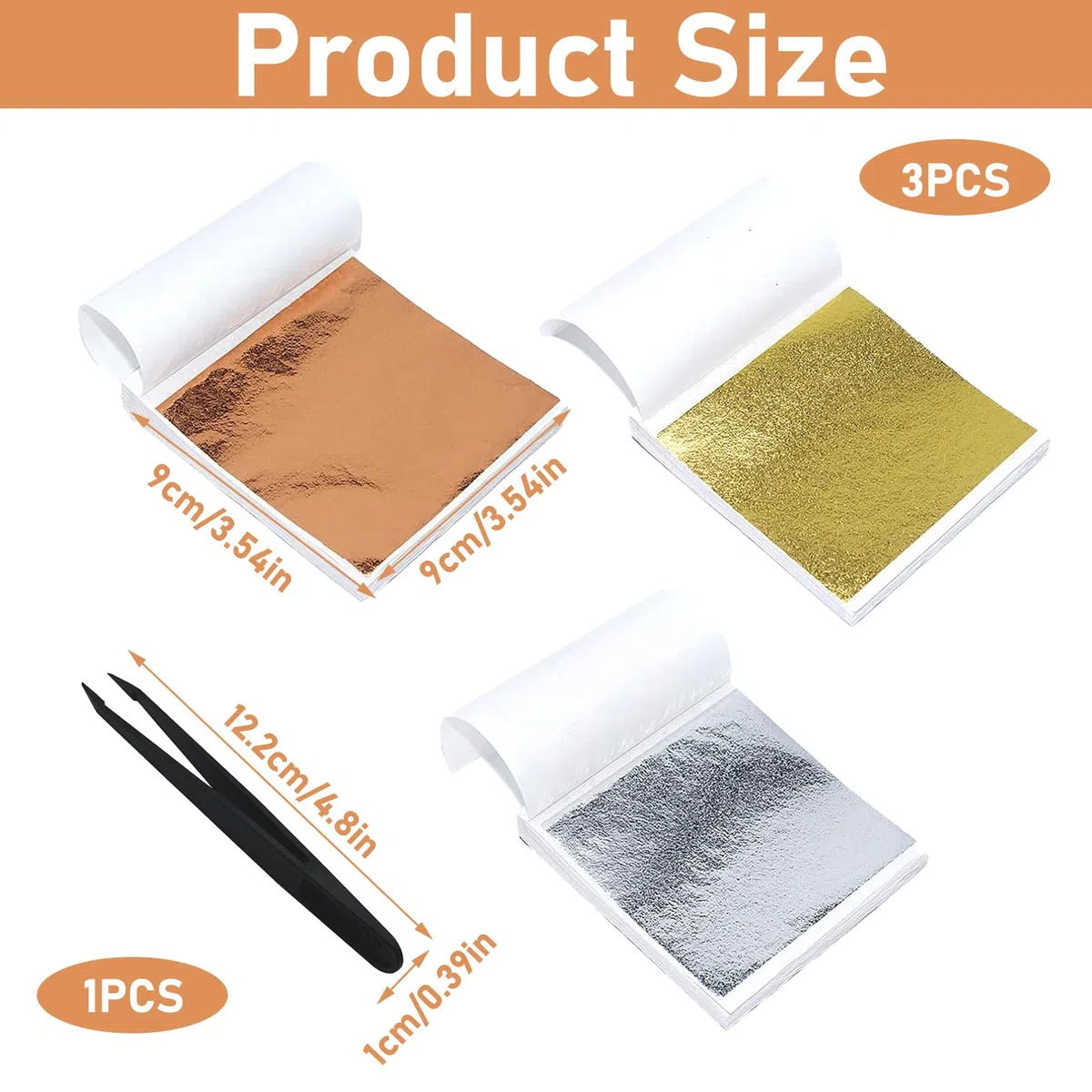 300 hojas de imitación de hojas de oro, pan de oro para manualidades, hoja de plata, lámina de oro para manualidades, papel dorado para manualidades, proyectos artísticos de metal de impacto, hoja de