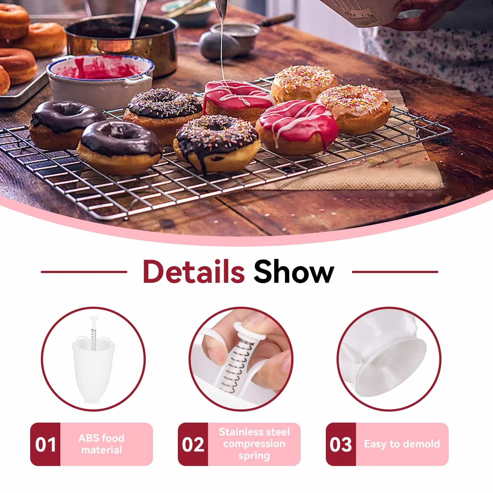 Máquina Para Hacer Rosquillas 2 Uds., Dispensador Manual De Masa Para Rosquillas, Máquina Para Rosquillas, Molde, Herramienta Rosquillera Para Hornear Diy Para Hornear En La Cocina(White)