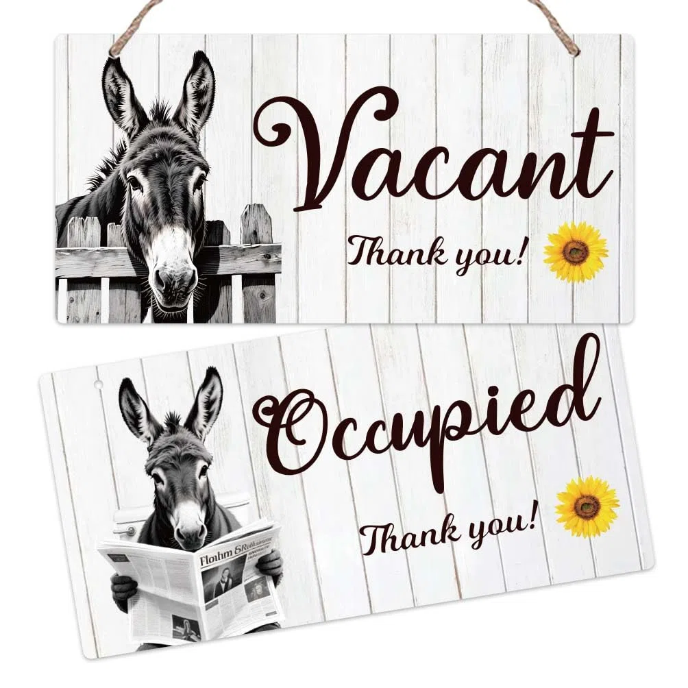 SUPERDANT Letreros decorativos de PVC para puerta, diseño de burro, para colgar en la pared, decoración de pared para inodoros, baños, baños, baños, 30 x 15 cm