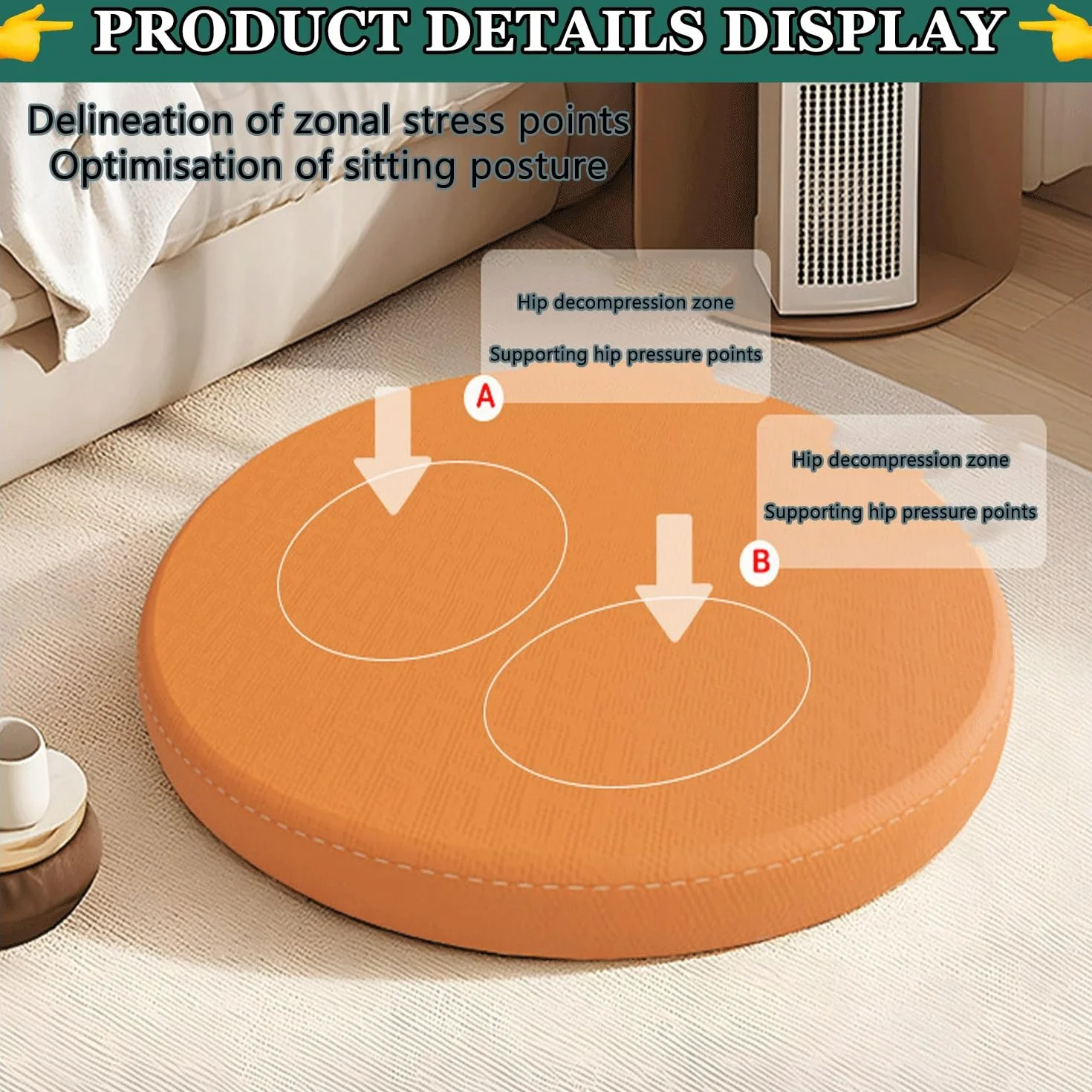 uyeoco Cojín Redondo Impermeable para Silla de jardín, 30/35/40cm de 4.5cm Grosor, Espuma de Memoria Cojín de Asiento para Interiores y Exteriores, Patio, césped(S2,Diameter 35x4.5cm Thick)
