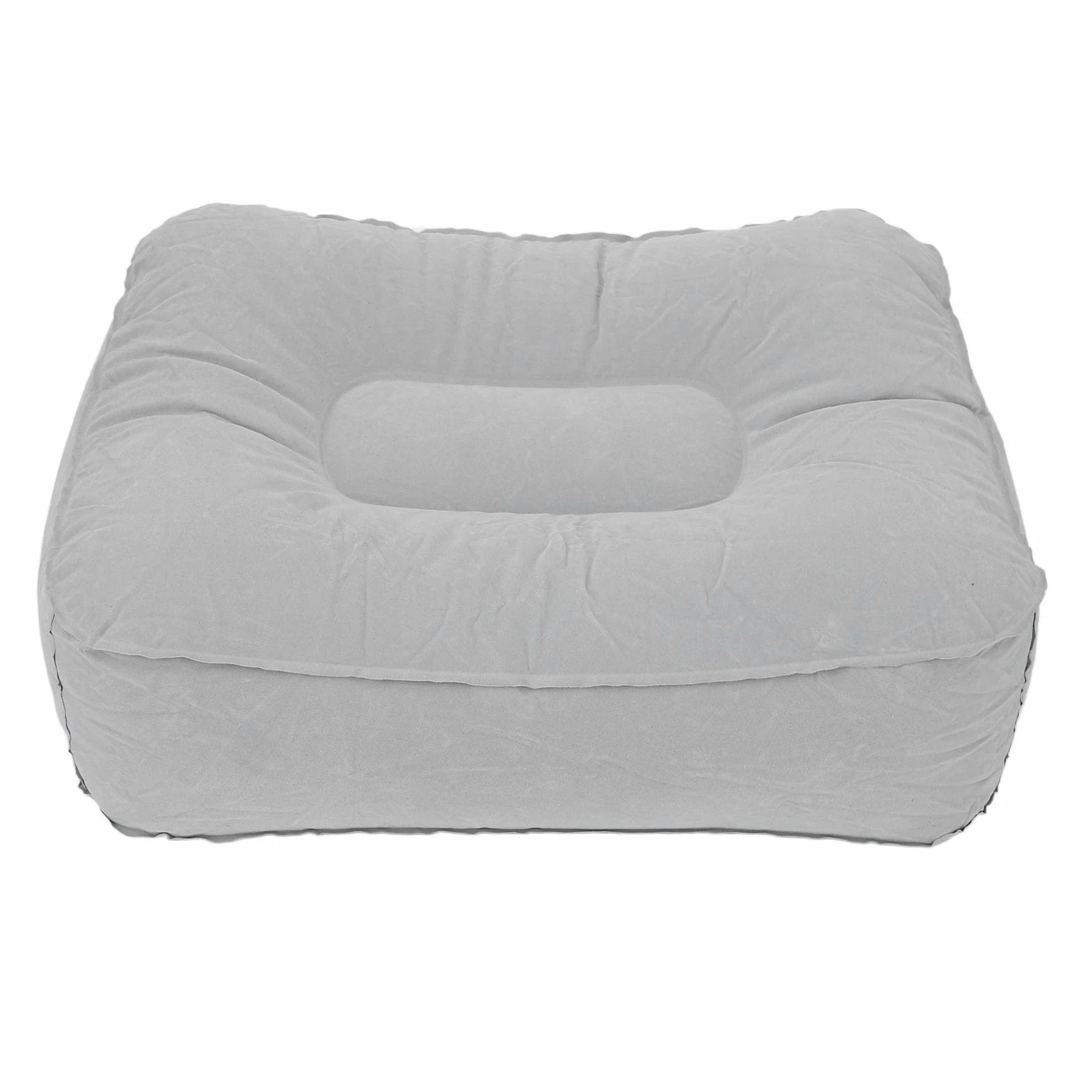 Cryfokt Almohada Inflable para Reposapiés, Almohada Portátil de Viaje para Pies, Material de Flocado de PVC, Ajustable, Almohada de Apoyo para Piernas de Inflado Rápido para Aviones